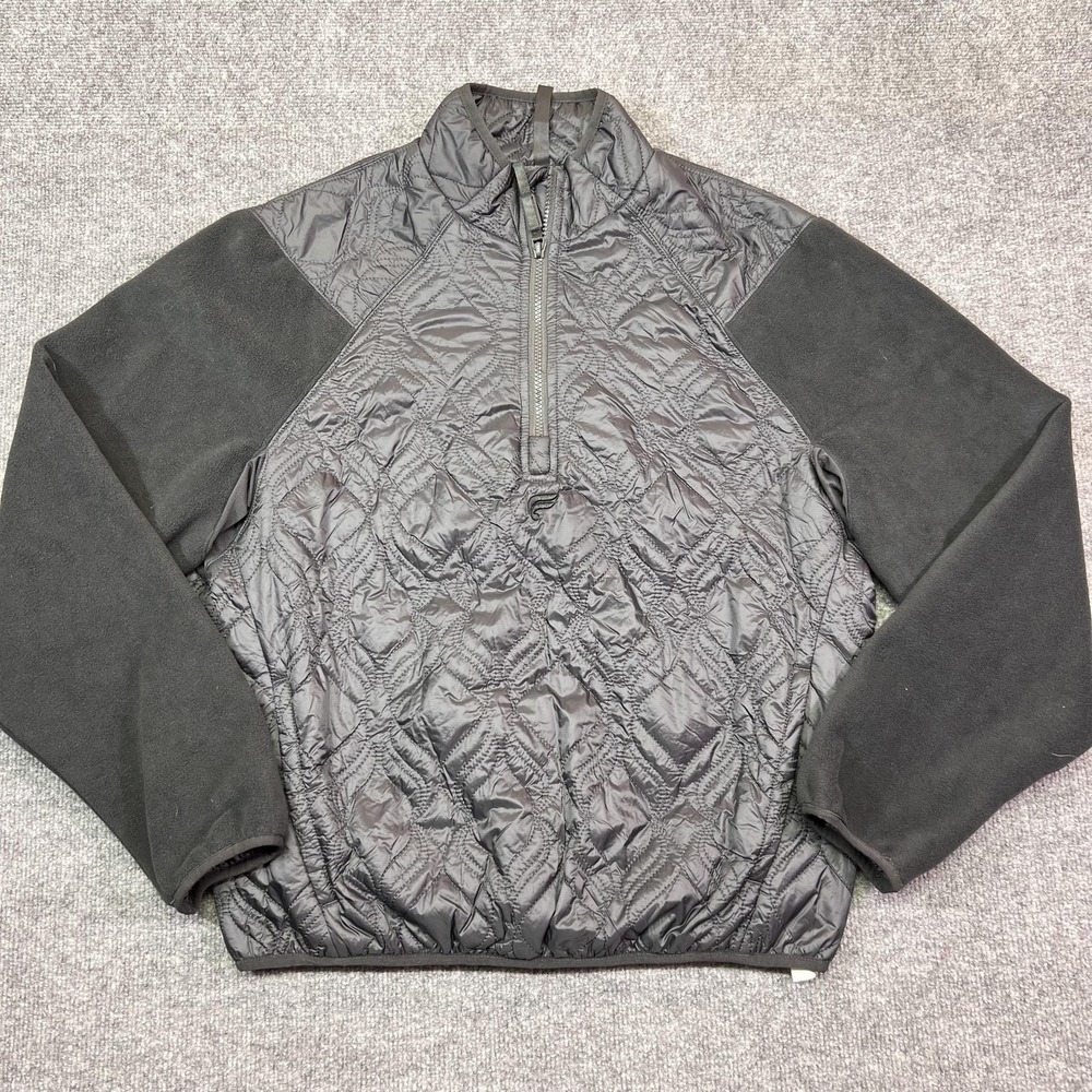 Fabletics The Loft Jacket Mens Medium Black Quilted 1/2 Zip Insulated Hybrid